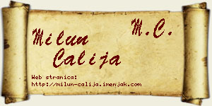 Milun Čalija vizit kartica